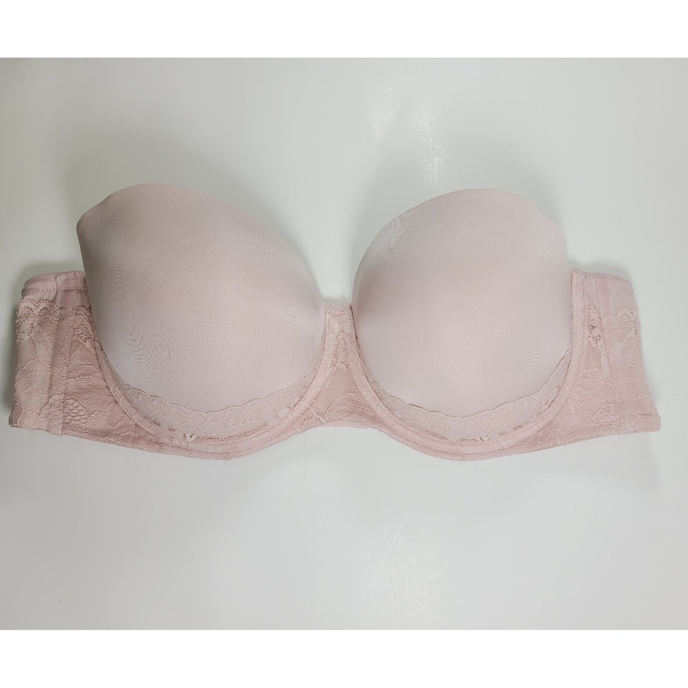 Torrid Push-Up Strapless Bra 42D Pink Underwire Lace